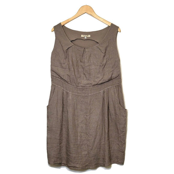 Couleur Lin Made In Italy Linen Scoop Neck Sleeveless Summer Dress Plus Size 16 - Picture 10 of 10